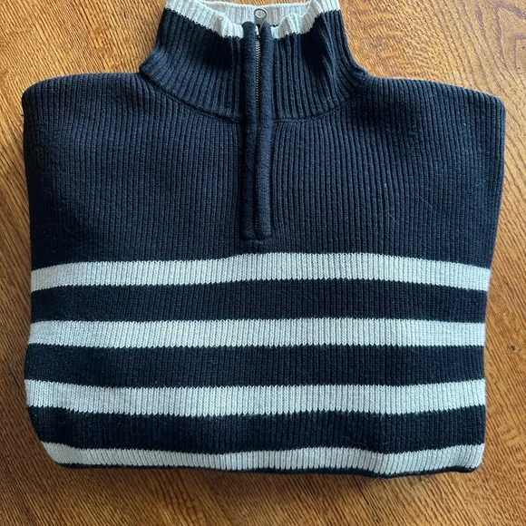 RAILS SWEATER BLACK W/WHITE STRIPE QUARTER ZIP - Picture 4 of 9